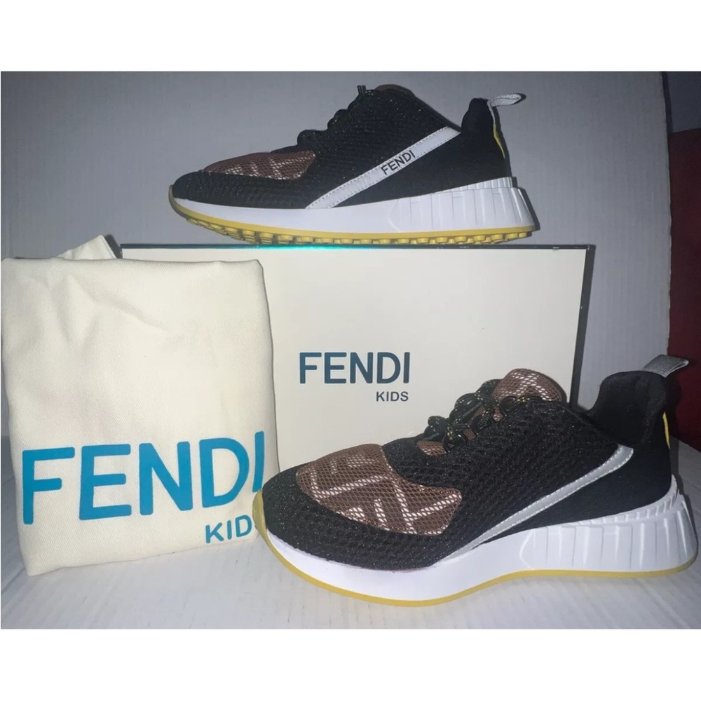 FENDI MESH SNEAKERS WITH TXT LOGO AND FF MONONGRAM  LOW TOP SIZE 36( 6 )New